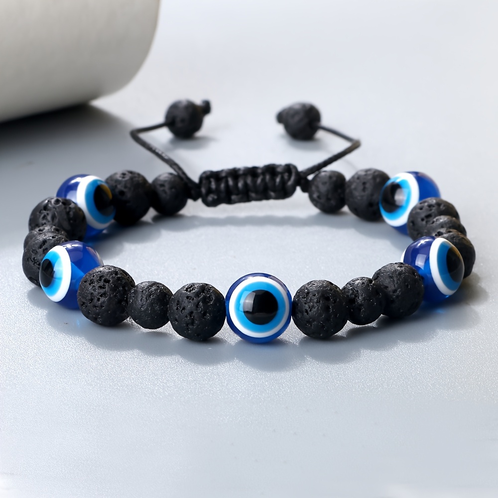Devil'S Eye Bracelet Natural Stone Adjustable Bangle Vintage Style